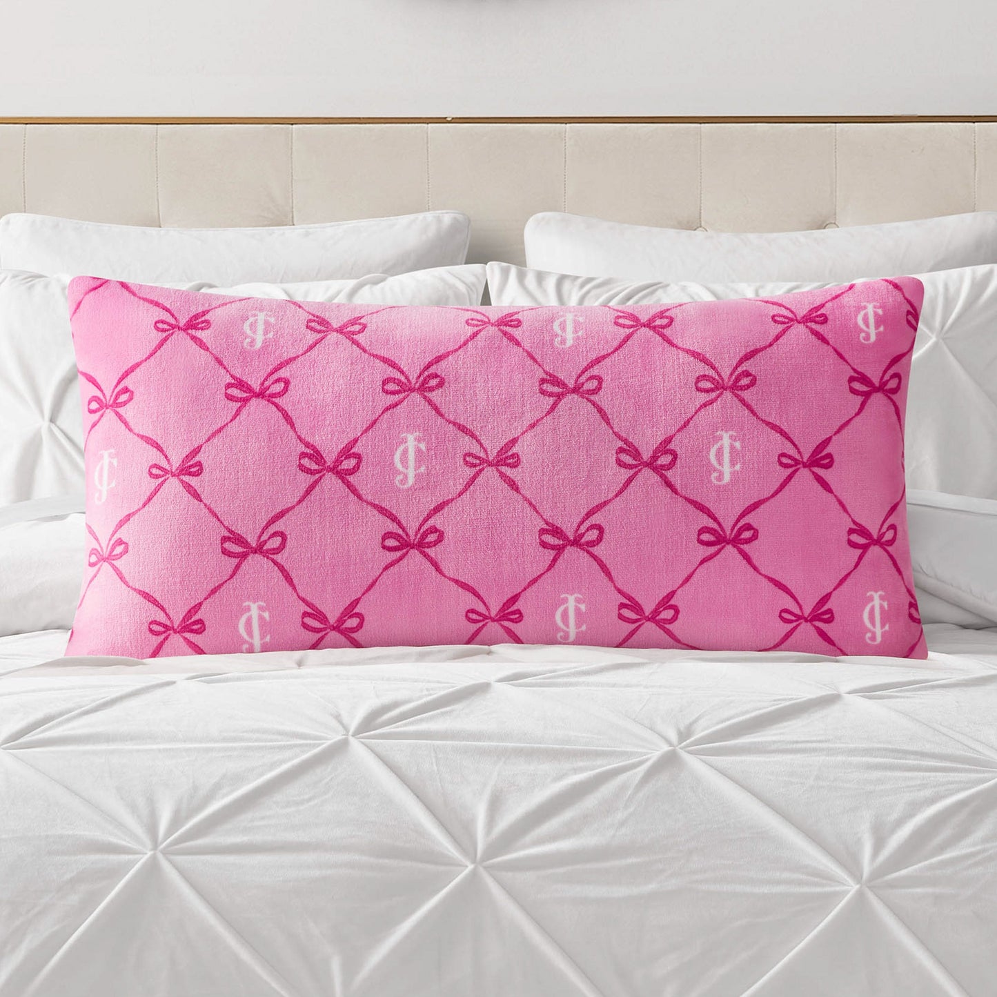 Lattice Print Plush Body Pillow - Bow Lattice Pink - Juicy Couture