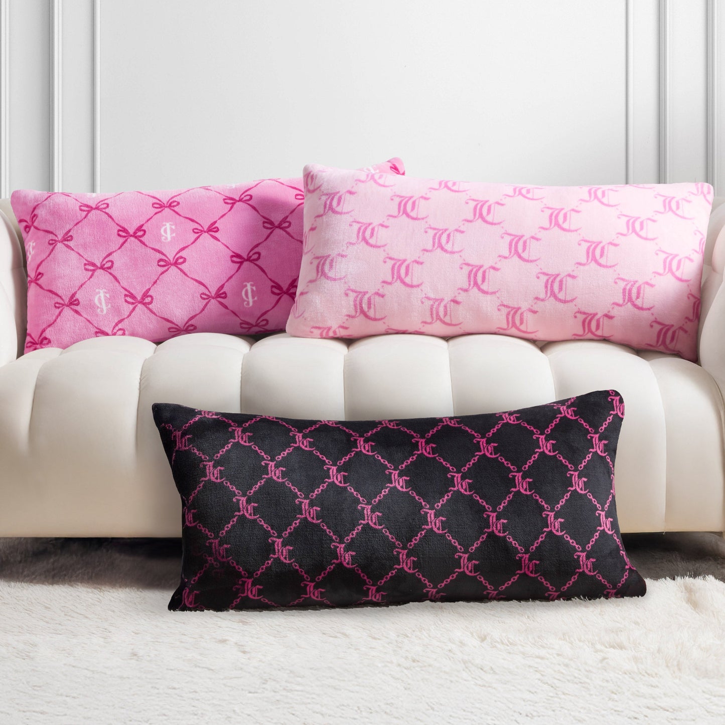 Lattice Print Plush Body Pillow - Bow Lattice Pink - Juicy Couture
