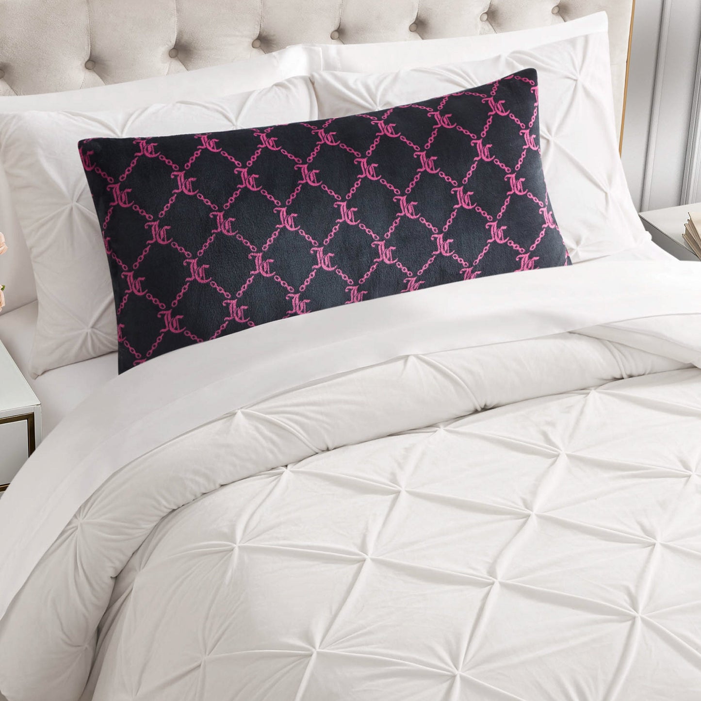Lattice Print Plush Body Pillow - Black Lockup Lattice - Juicy Couture