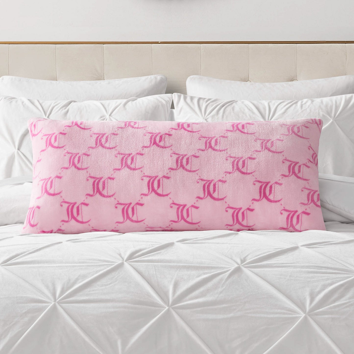 Lattice Print Plush Body Pillow - Pink Lockup Lattice - Juicy Couture