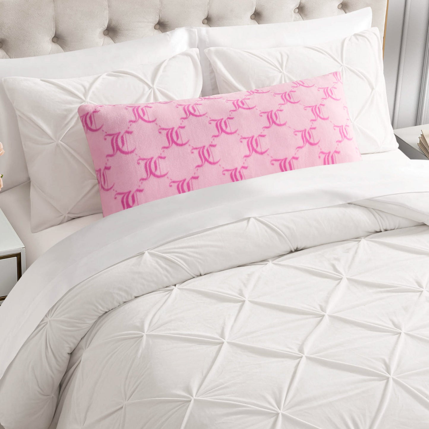 Lattice Print Plush Body Pillow - Pink Lockup Lattice - Juicy Couture