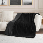 Big Fluffy Solid Faux Fur Blanket - Black - Juicy Couture