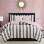 Cabana Striped Reversible Comforter Set - Grey/White - Juicy Couture
