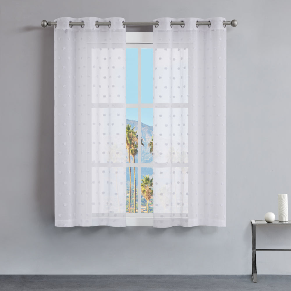 Evelyn Polka Dot Sheer Curtains - White - Juicy Couture