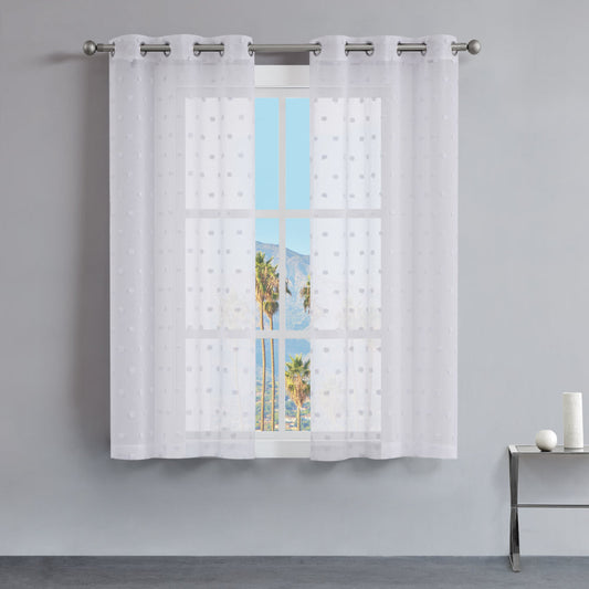 Evelyn Polka Dot Sheer Curtains - White - Juicy Couture