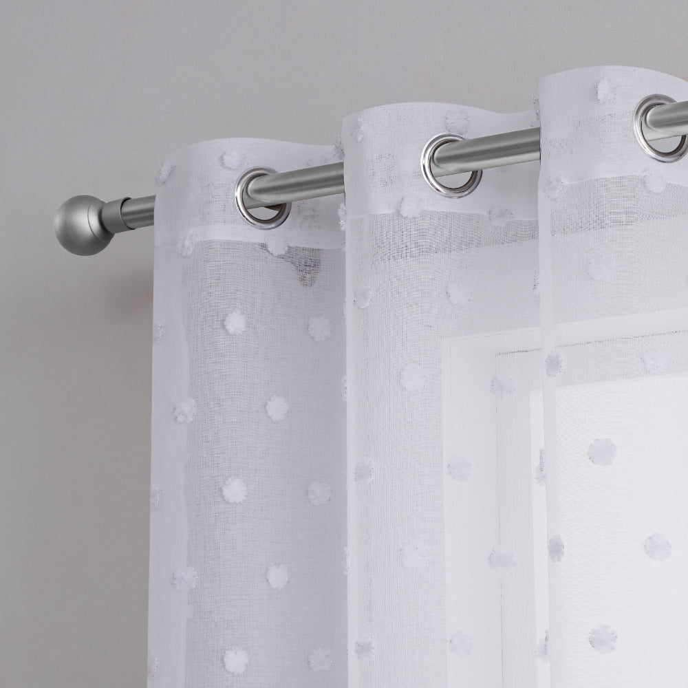 Evelyn Polka Dot Sheer Curtains - White - Juicy Couture