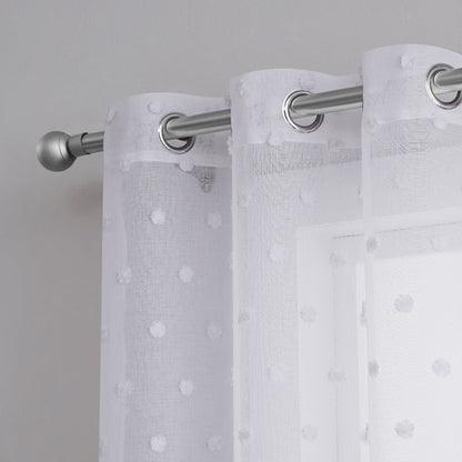 Evelyn Polka Dot Sheer Curtains - White - Juicy Couture