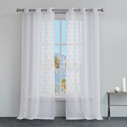 Evelyn Polka Dot Sheer Curtains - White - Juicy Couture