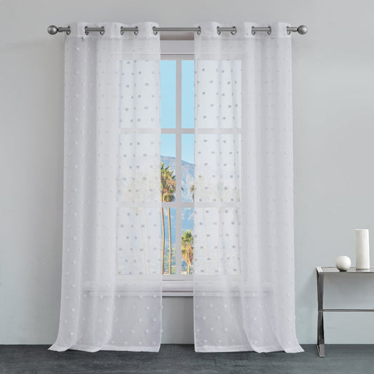 Evelyn Polka Dot Sheer Curtains - White - Juicy Couture