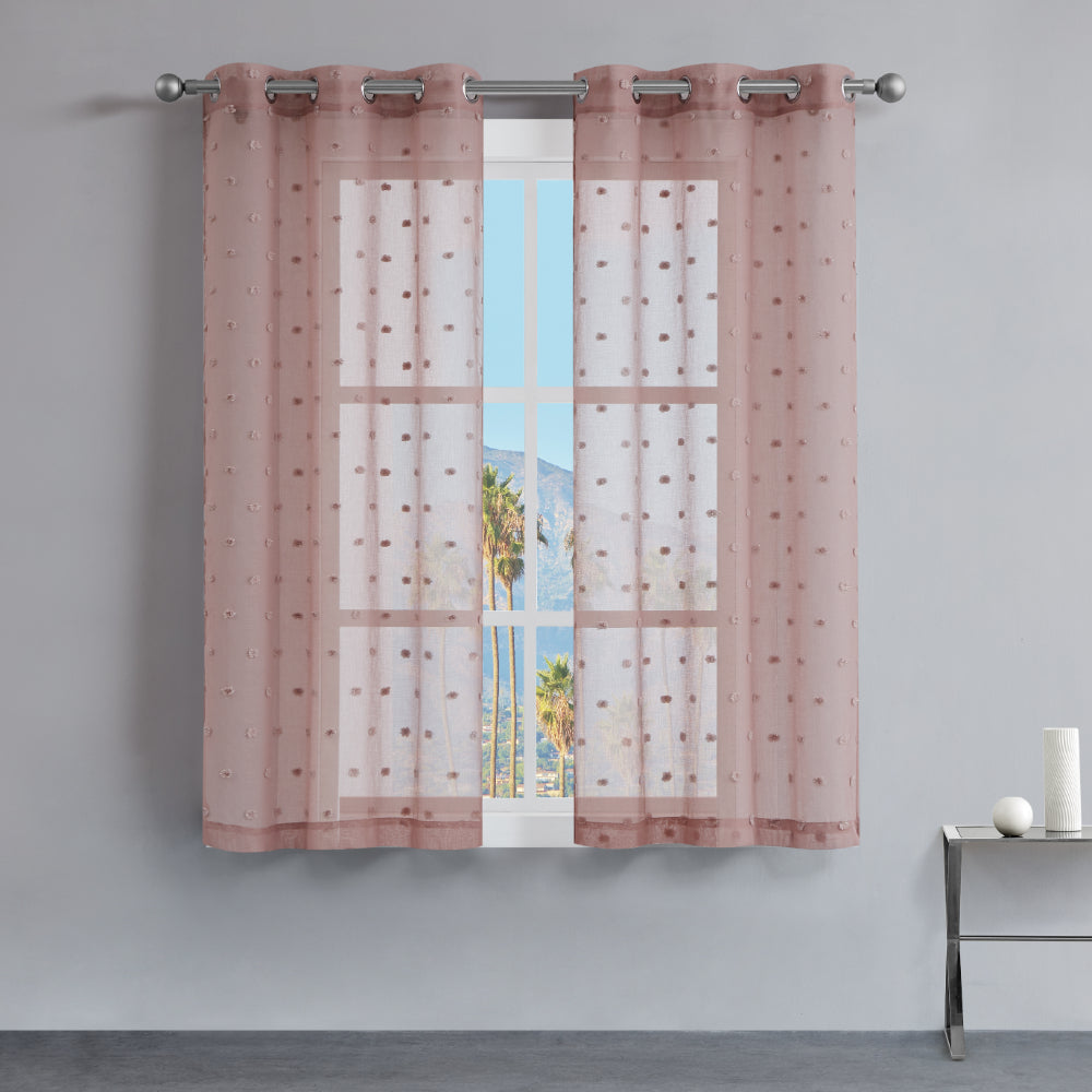 Evelyn Polka Dot Sheer Curtains - Blush - Juicy Couture