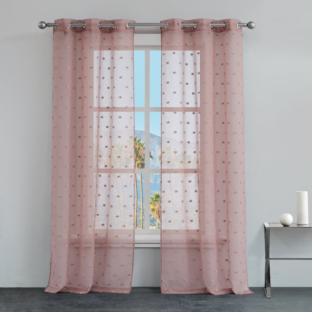 Evelyn Polka Dot Sheer Curtains - Blush - Juicy Couture