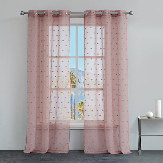 Evelyn Polka Dot Sheer Curtains - Blush - Juicy Couture