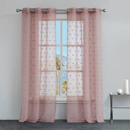 Evelyn Polka Dot Sheer Curtains - Blush - Juicy Couture