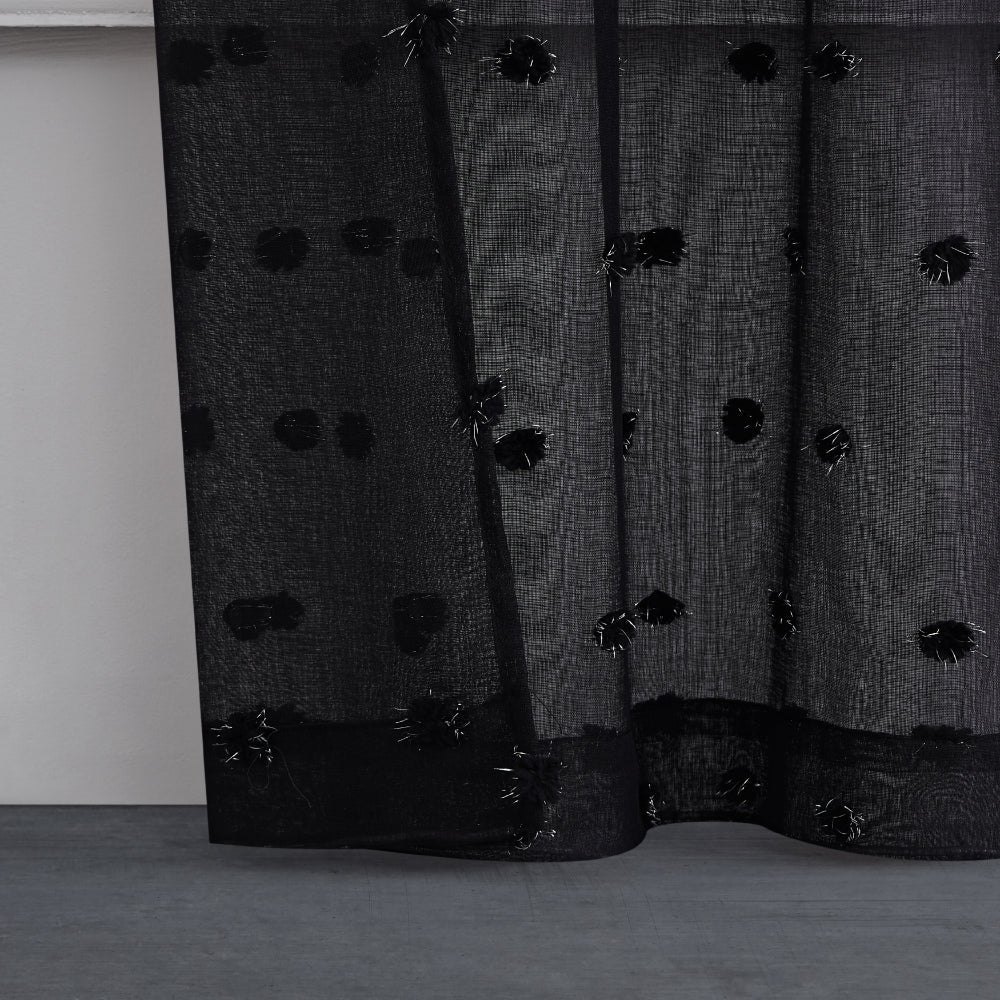 Evelyn Polka Dot Sheer Curtains - Black - Juicy Couture