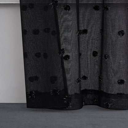 Evelyn Polka Dot Sheer Curtains - Black - Juicy Couture