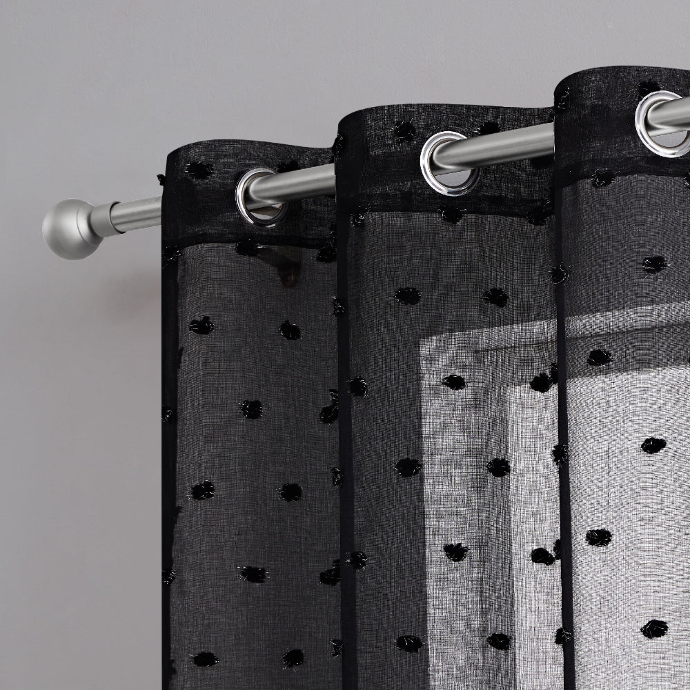 Evelyn Polka Dot Sheer Curtains - Black - Juicy Couture