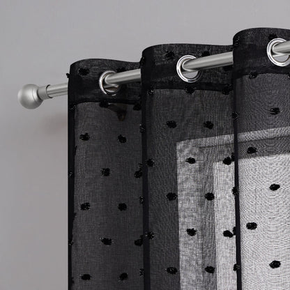 Evelyn Polka Dot Sheer Curtains - Black - Juicy Couture