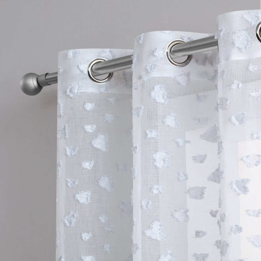 Ethel Embellished Sheer Curtains - White - Juicy Couture