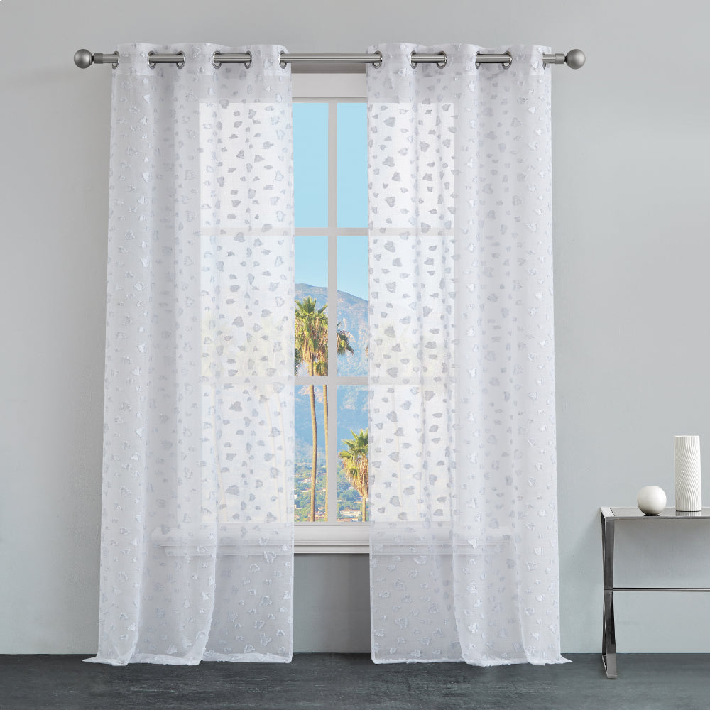 Ethel Embellished Sheer Curtains - White - Juicy Couture