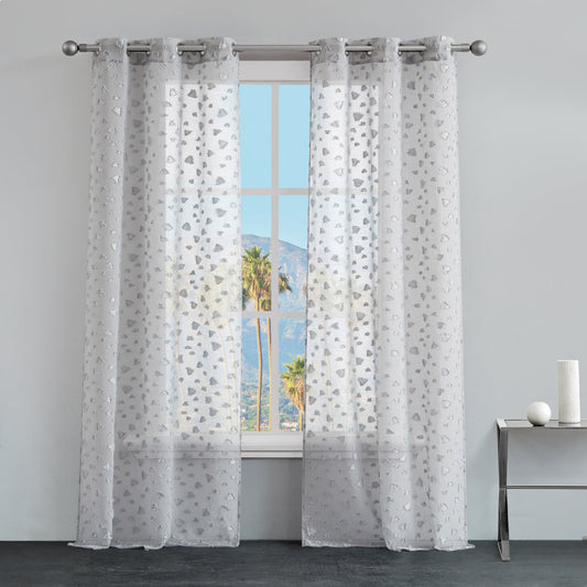 Ethel Embellished Sheer Curtains - Smoke - Juicy Couture