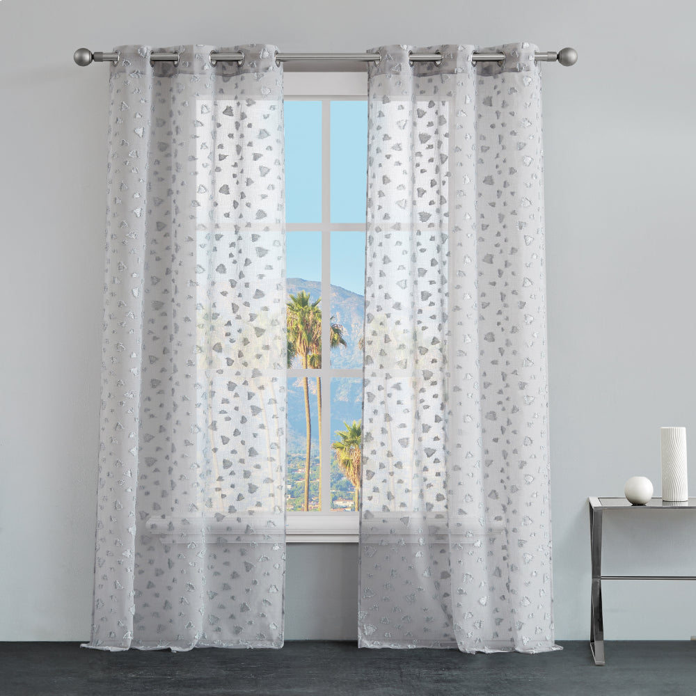 Ethel Embellished Sheer Curtains - Smoke - Juicy Couture