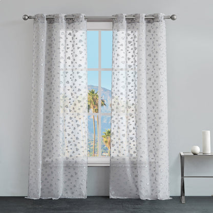 Ethel Embellished Sheer Curtains - Smoke - Juicy Couture