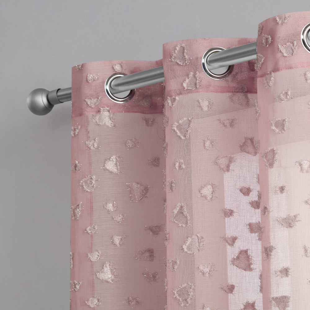 Ethel Embellished Sheer Curtains - Blush - Juicy Couture