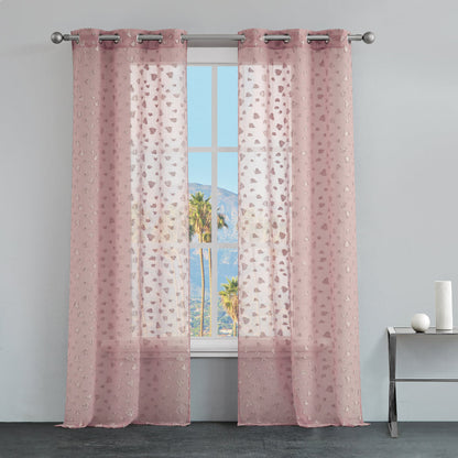 Ethel Embellished Sheer Curtains - Blush - Juicy Couture
