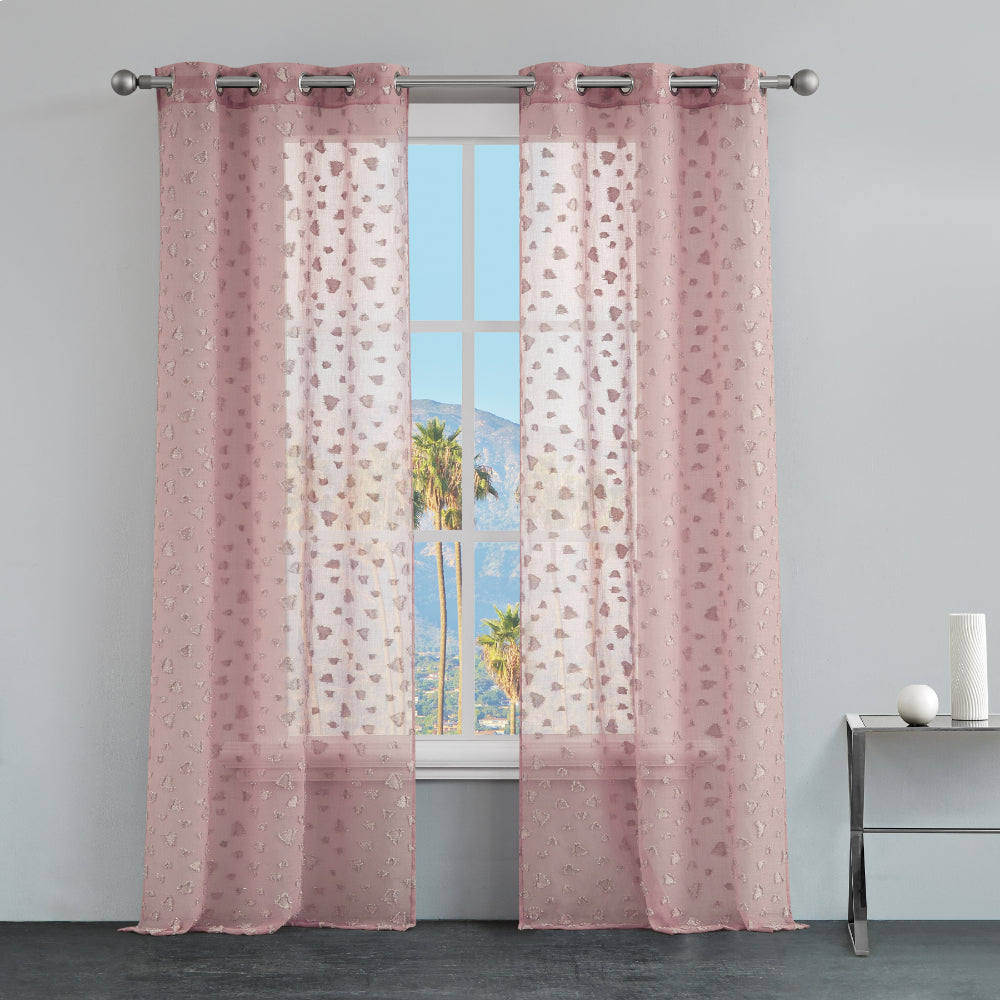 Ethel Embellished Sheer Curtains - Blush - Juicy Couture