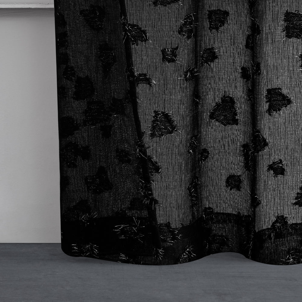 Ethel Embellished Sheer Curtains - Black - Juicy Couture