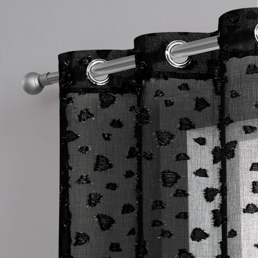 Ethel Embellished Sheer Curtains - Black - Juicy Couture