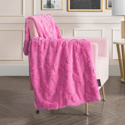 3D Faux Fur Throw Blanket - Hot Pink Bows - Juicy Couture
