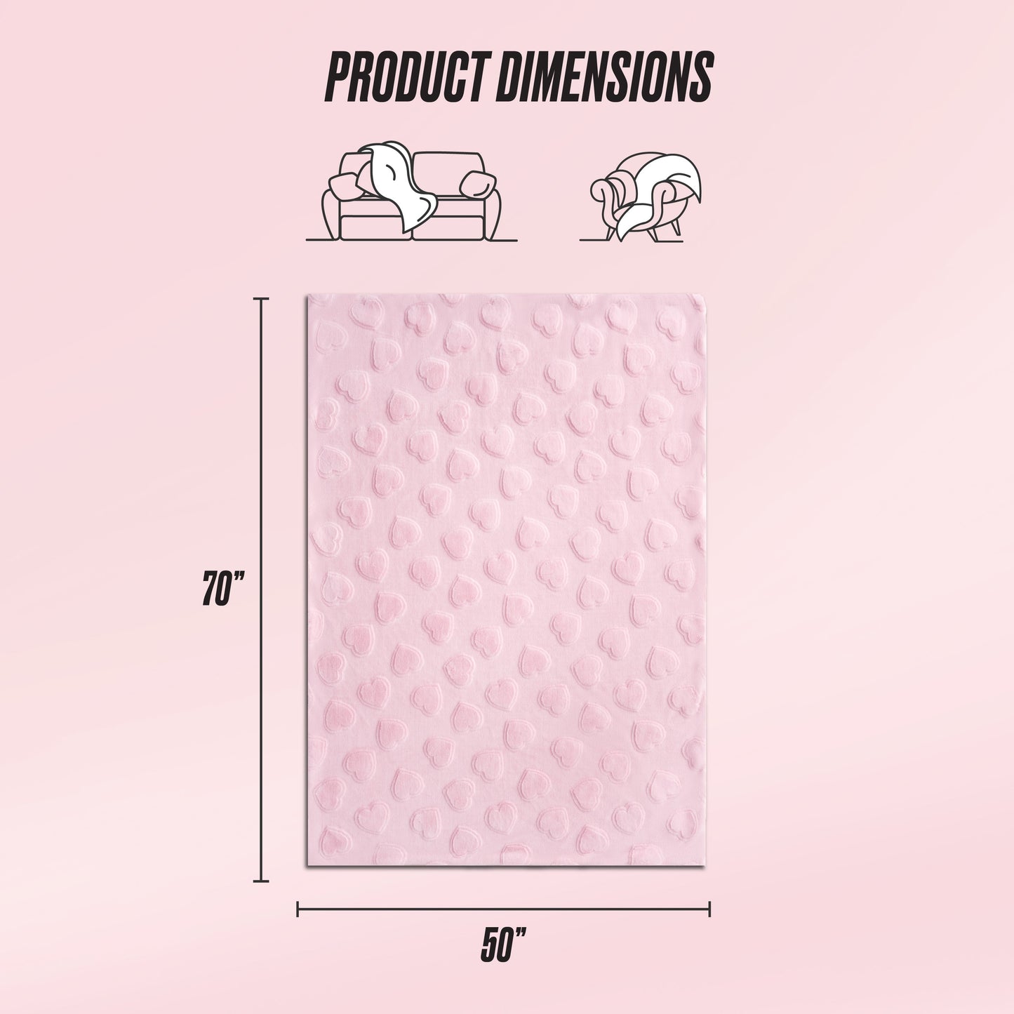 3D Faux Fur Throw Blanket - Light Pink Hearts - Juicy Couture