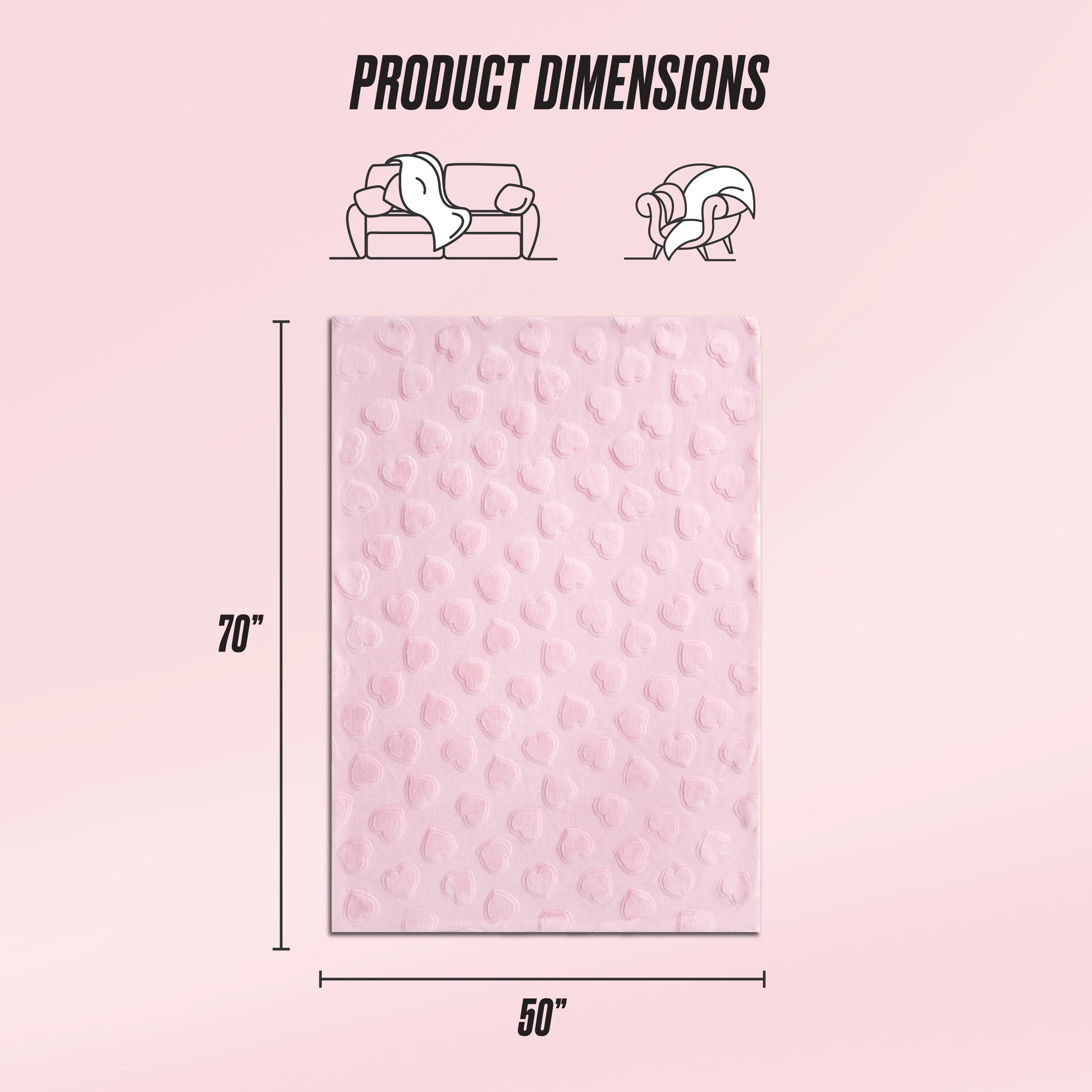 3D Faux Fur Throw Blanket - Light Pink Hearts - Juicy Couture