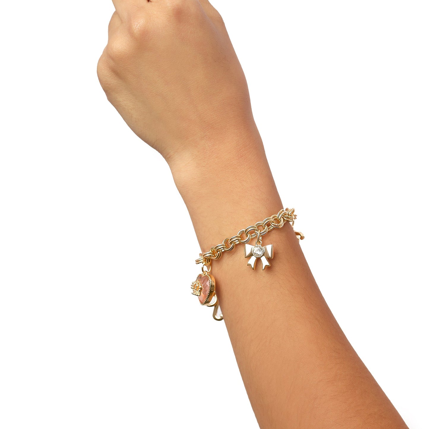 Charm Bracelet with Bow and Pave Details - Goldtone - Juicy Couture