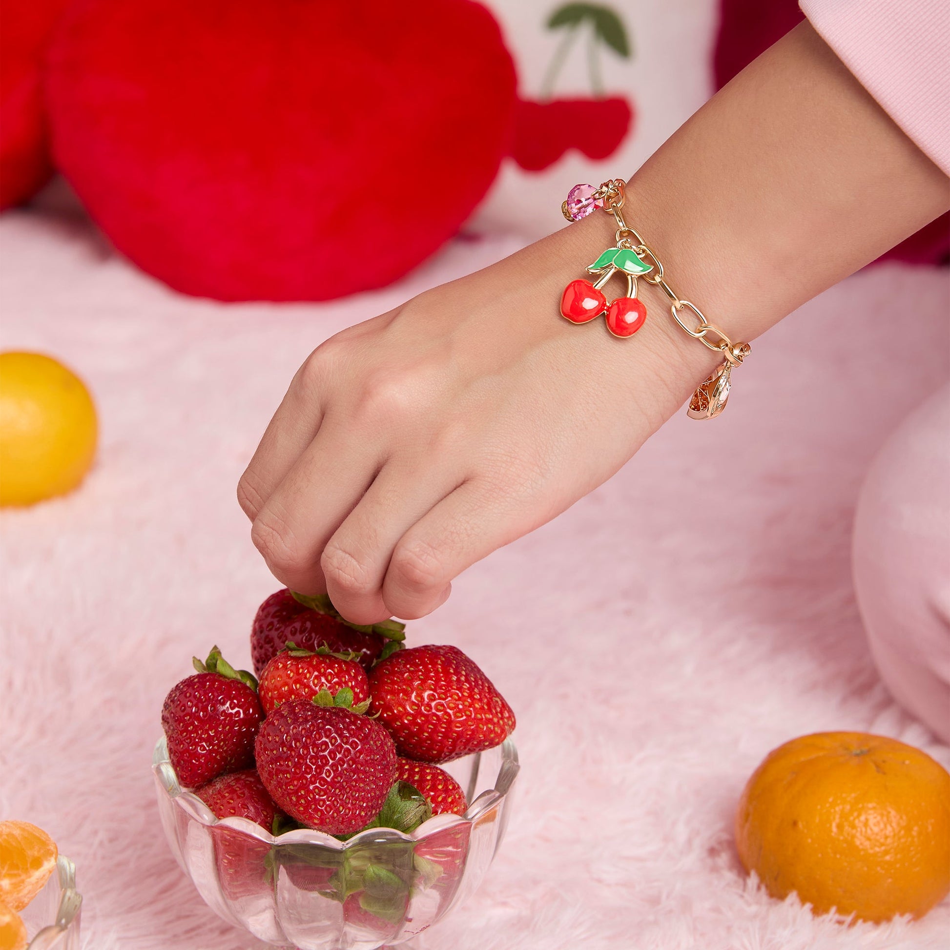 Cherry & Fruit Charm Bracelet - Goldtone - Juicy Couture