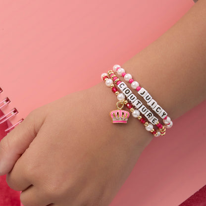 Kids Crown Charm 3 Piece Stretch Beaded Bracelet Set - Goldtone - Juicy Couture