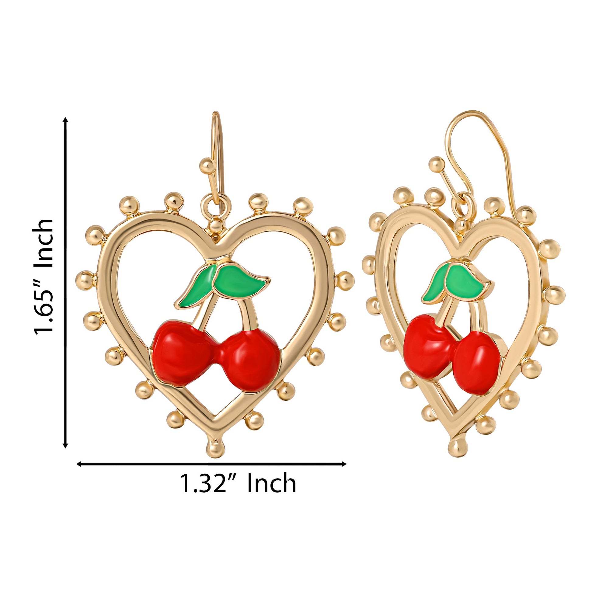Cherry Heart Drop Earrings - Goldtone - Juicy Couture