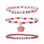 Kids Crown Charm 3 Piece Stretch Beaded Bracelet Set - Goldtone - Juicy Couture