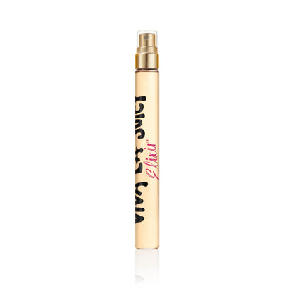 The Viva La Juicy Elixir Eau de Parfum Spray Pen (0.33 oz) features a slim, cylindrical bottle with a gold cap and pink cursive "Elixir," perfect for women, shown against a white background.