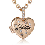 Crystal Heart Locket Pendant Necklace - Goldtone - Juicy Couture