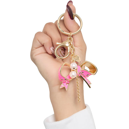 Pink Enamel Heart Keychain Bag Charm - Goldtone - Juicy Couture