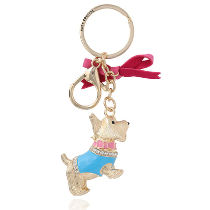 Crystal Scottie Dog Keychain Bag Charm - Goldtone - Juicy Couture