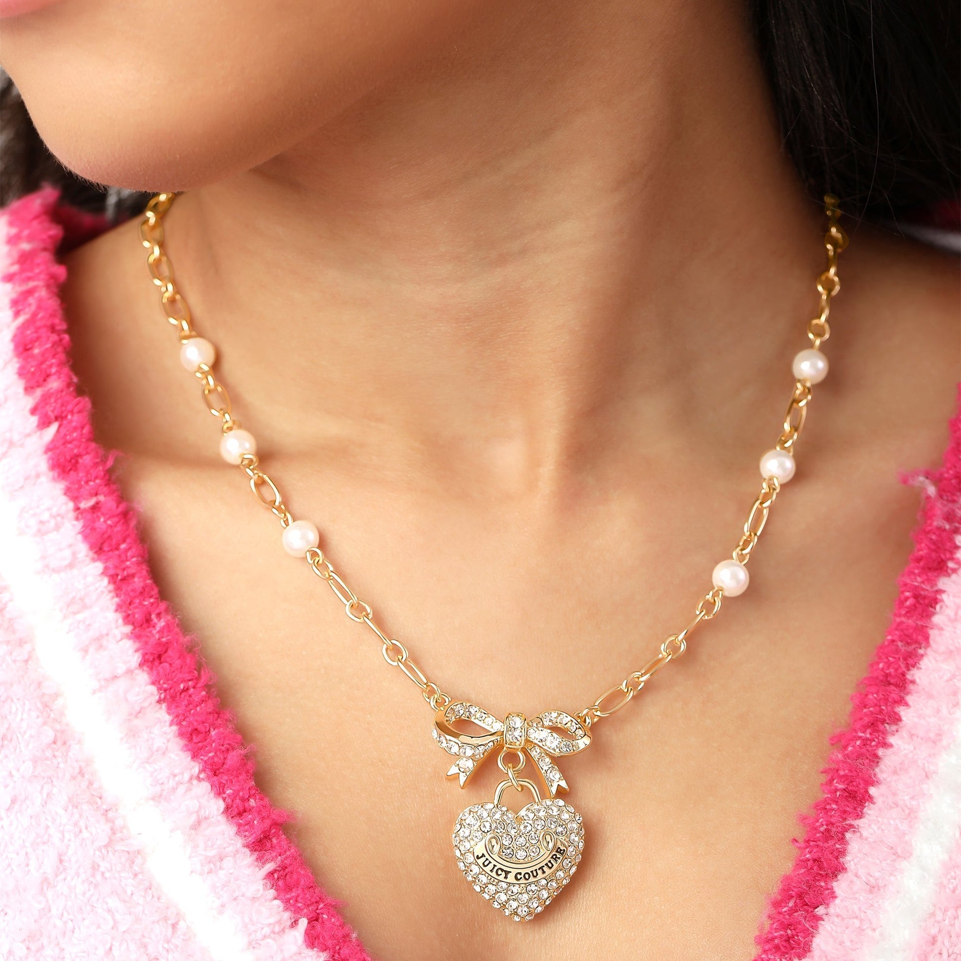 Pearl Heart Pendant Necklace - Goldtone - Juicy Couture