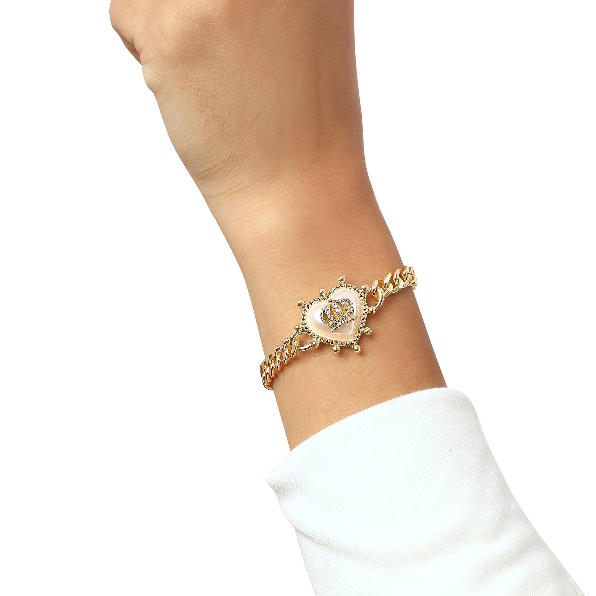 Crown Heart Charm Chain Bracelet - Goldtone - Juicy Couture
