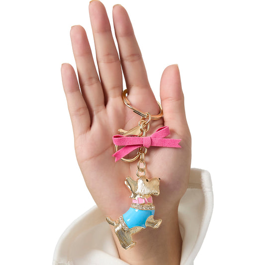 Crystal Scottie Dog Keychain Bag Charm - Goldtone - Juicy Couture