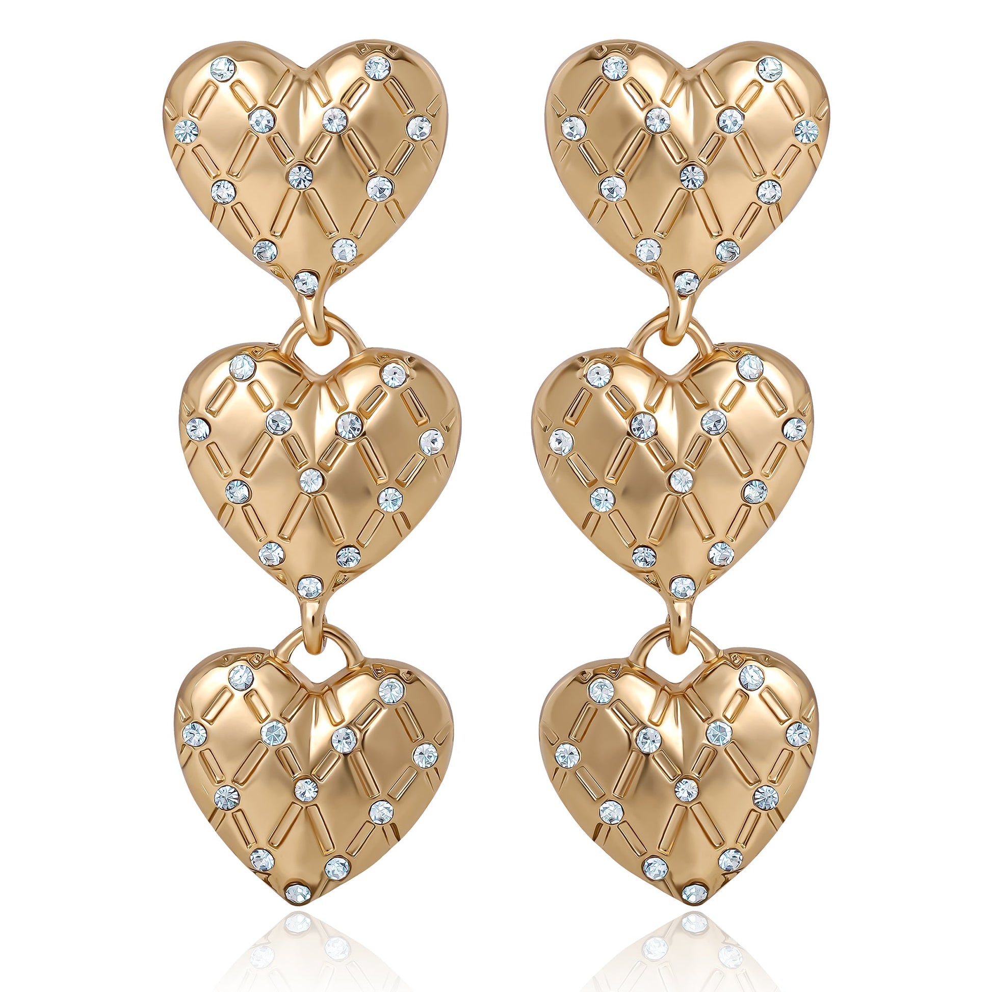 Triple Heart Drop Earrings - Goldtone - Juicy Couture