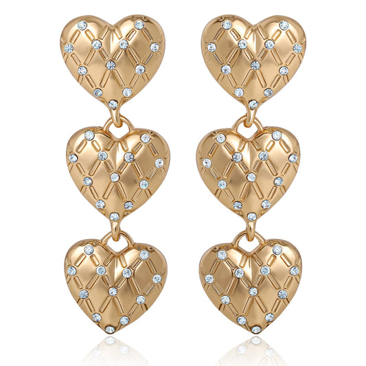 Triple Heart Drop Earrings - Goldtone - Juicy Couture