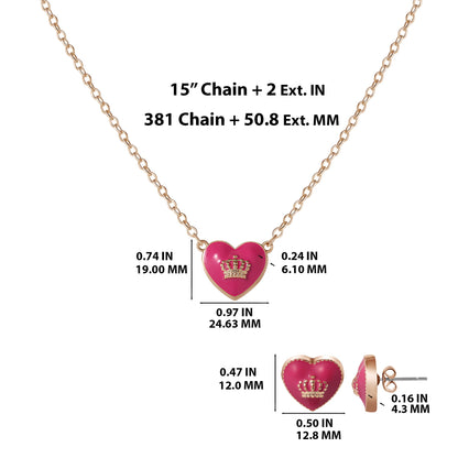 Kids Crown Logo Heart Pendant Necklace - Goldtone - Juicy Couture