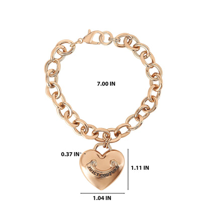 Heart Charm Chain Bracelet - Goldtone - Juicy Couture